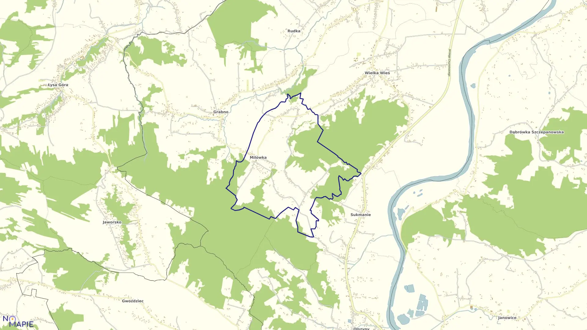 Mapa obrębu Milówka w gminie Wojnicz