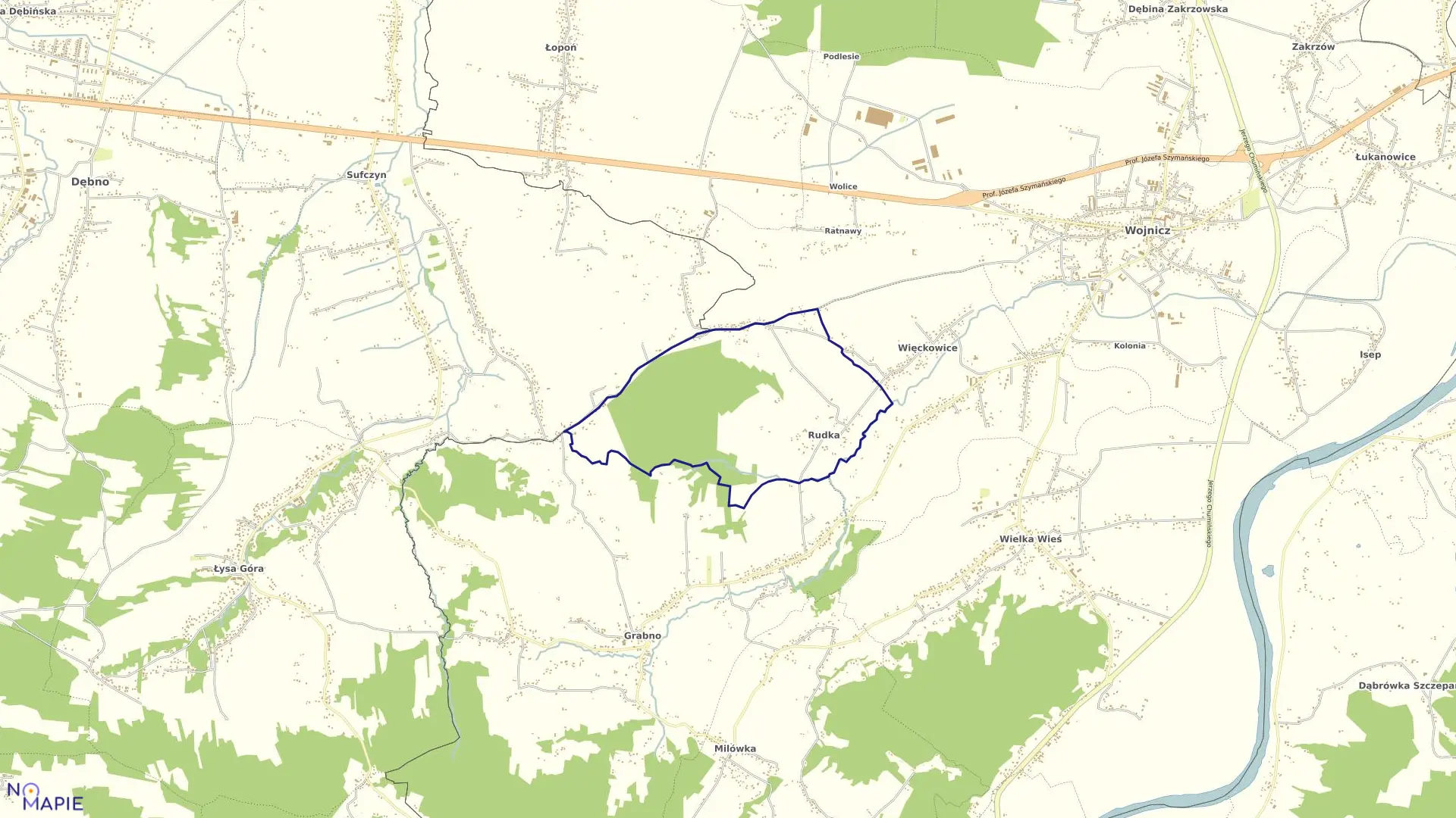 Mapa obrębu Rudka Gm.Wojnicz w gminie Wojnicz