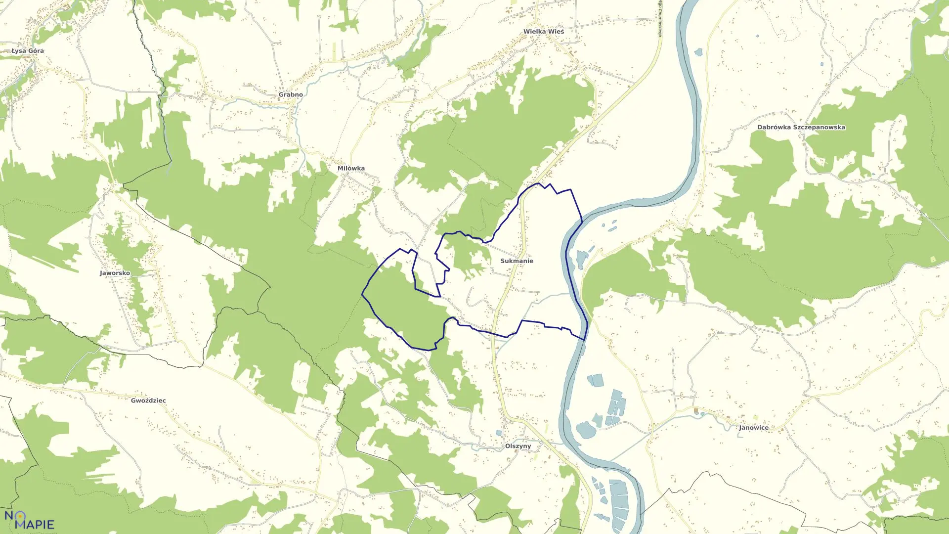 Mapa obrębu Sukmanie w gminie Wojnicz